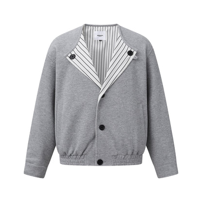 Loose Shoulder Jacket Long Sleeve Oversized Coat No Collar Design Outerwear