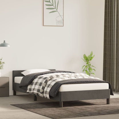 Bed Frame without Mattress Dark Gray Twin Velvet