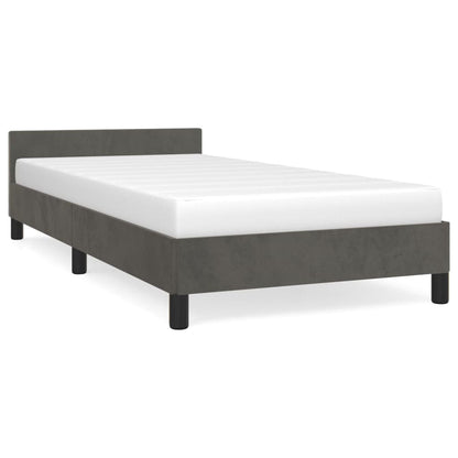 Bed Frame without Mattress Dark Gray Twin Velvet