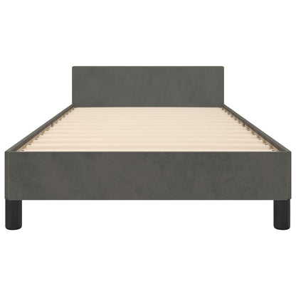 Bed Frame without Mattress Dark Gray Twin Velvet