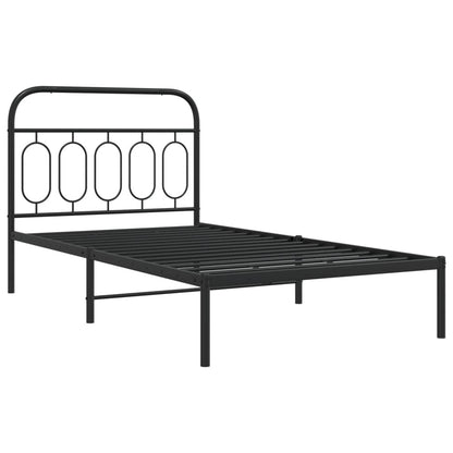 Metal Bed Frame without Mattress with Headboard Black 39.4"x78.7