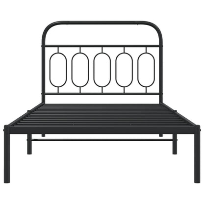 Metal Bed Frame without Mattress with Headboard Black 39.4"x78.7