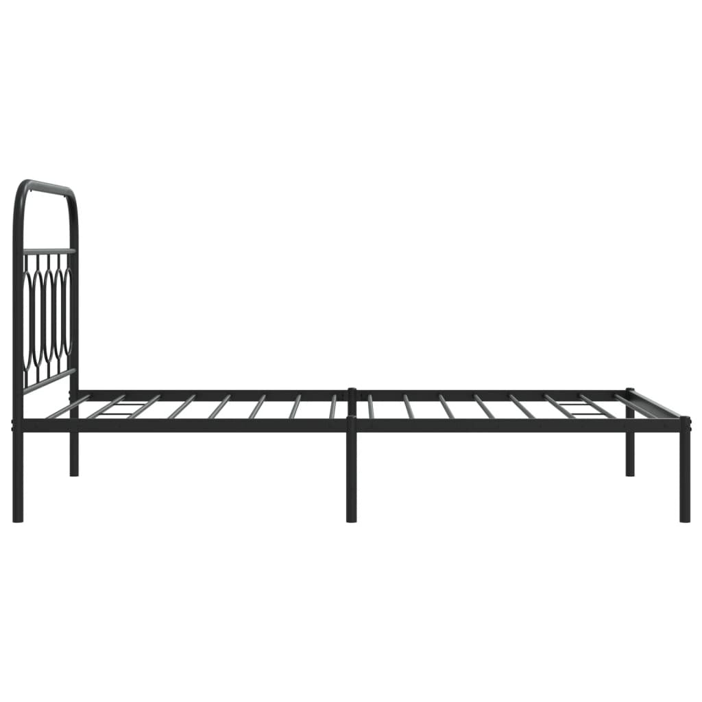 Metal Bed Frame without Mattress with Headboard Black 39.4"x78.7