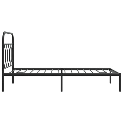 Metal Bed Frame without Mattress with Headboard Black 39.4"x78.7
