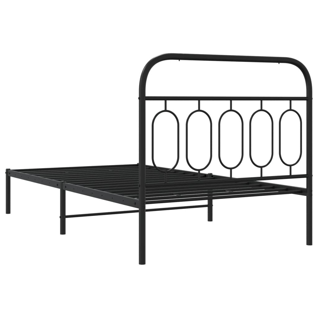 Metal Bed Frame without Mattress with Headboard Black 39.4"x78.7