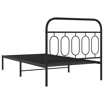 Metal Bed Frame without Mattress with Headboard Black 39.4"x78.7