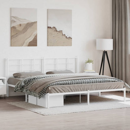 Metal Bed Frame without Mattress with Headboard White 76"x79.9