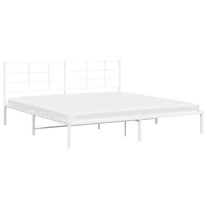 Metal Bed Frame without Mattress with Headboard White 76"x79.9