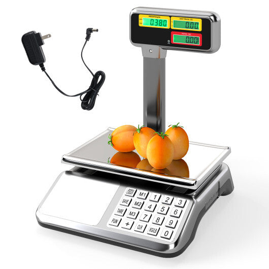 88lb Price Computing Scale with Pole Dual LCD Display Digital Commercial Food Scale
