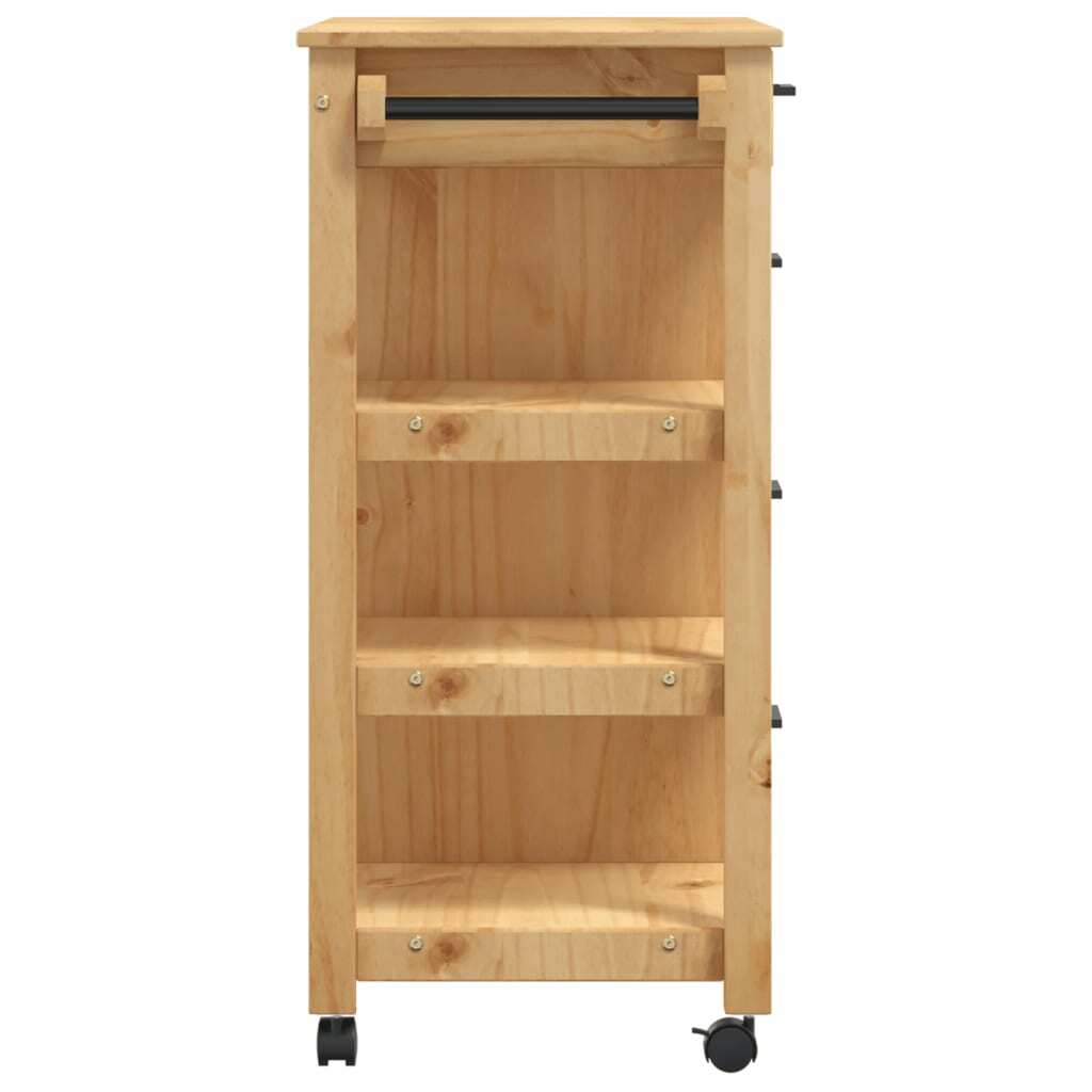 Kitchen Trolley MONZA 33.1"x15.7"x34.8" Solid Wood Pine