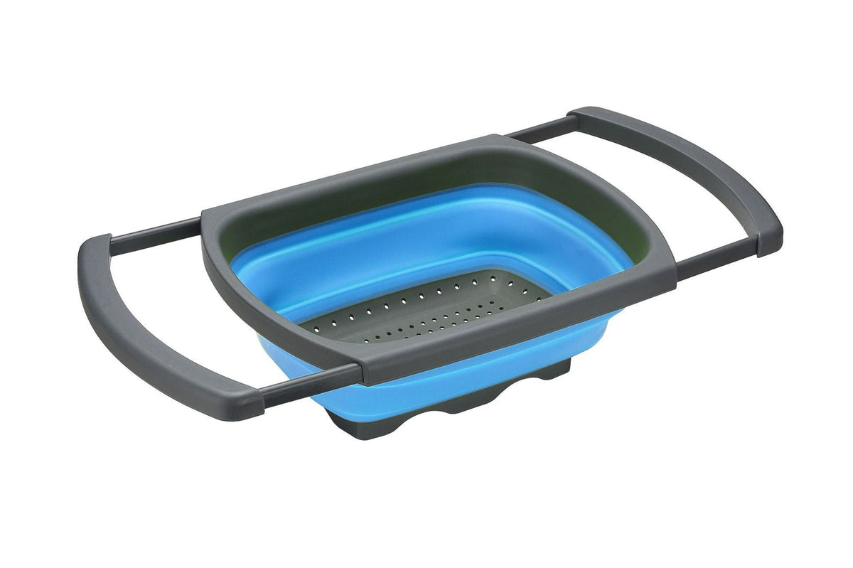 Color: Blue - 1Pc Collapsible Scalable Silicone Colander Folding Kitchen Silicone Strainer Fruit Vegetable Wash Colanders kitchen Cooking Tool