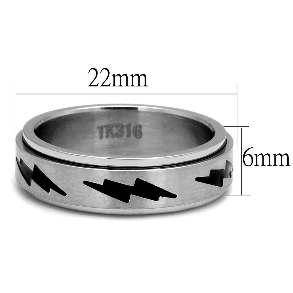 TK2926 - High polished (no plating) Stainless Steel Ring with Epoxy  in Jet