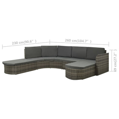 4 Piece Patio Lounge Set with Cushions Poly Rattan Gray