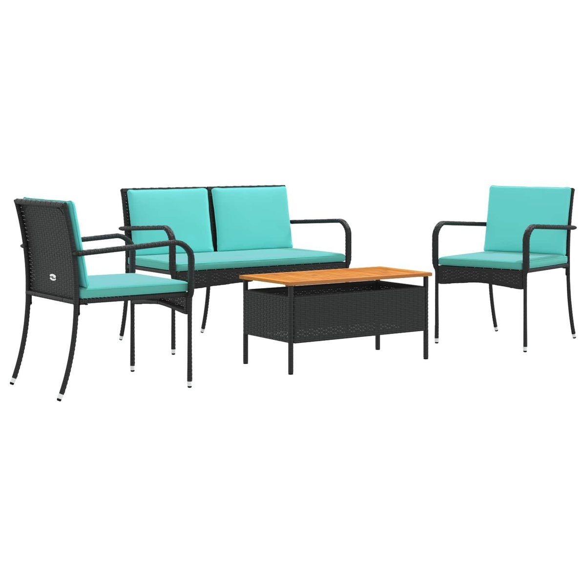 Garden set Black Poly Rattan