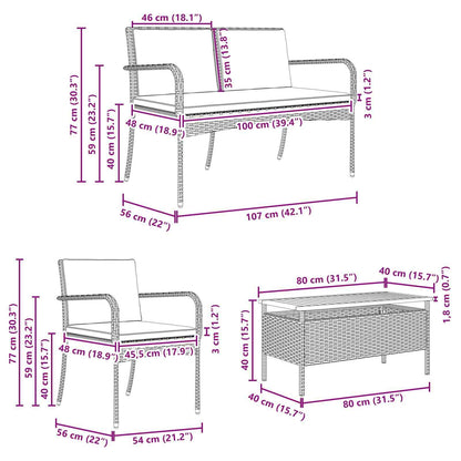 Garden set Black Poly Rattan
