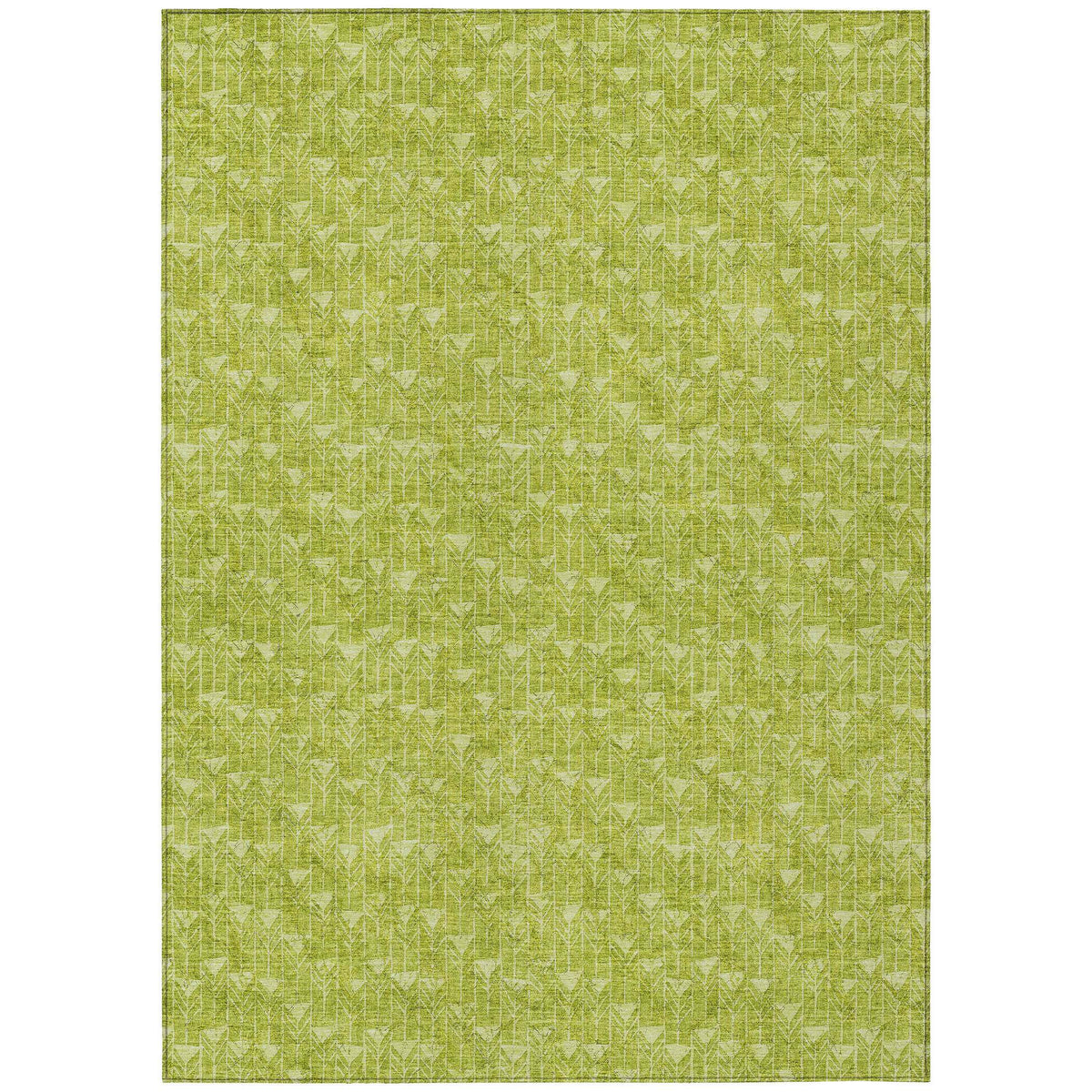 9' X 12' Moss Green Geometric Washable Non Skid Indoor Outdoor Area Rug