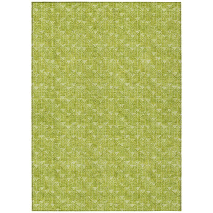 9' X 12' Moss Green Geometric Washable Non Skid Indoor Outdoor Area Rug