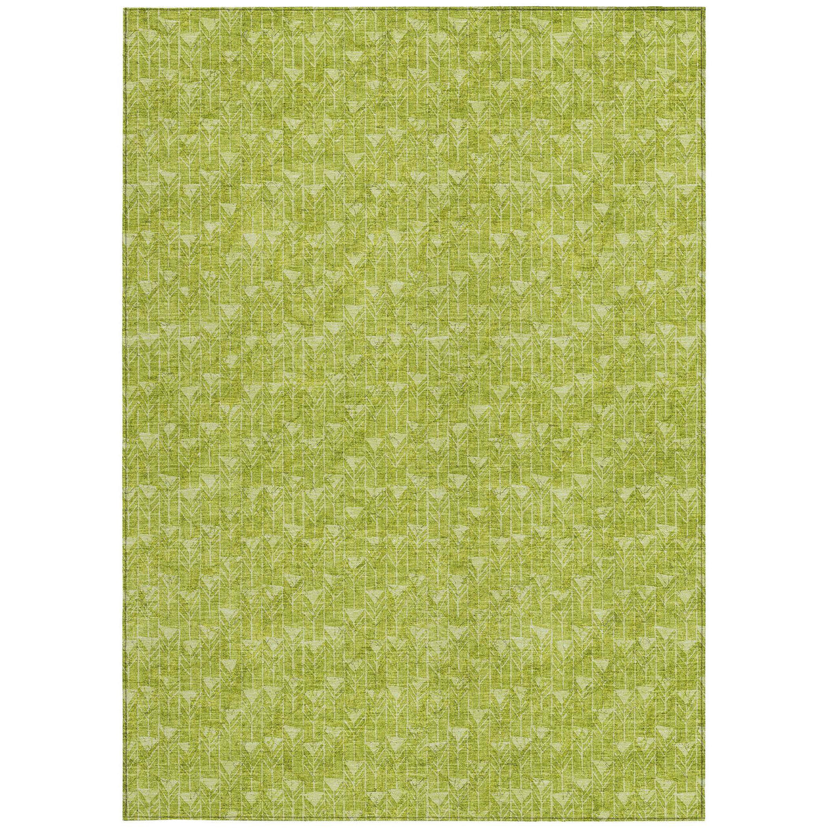 9' X 12' Moss Green Geometric Washable Non Skid Indoor Outdoor Area Rug