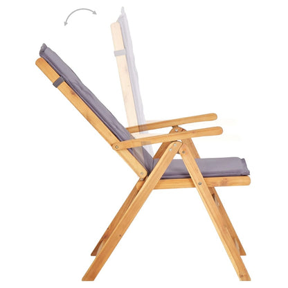Reclining Patio Chairs 2 pcs Brown Solid Acacia Wood