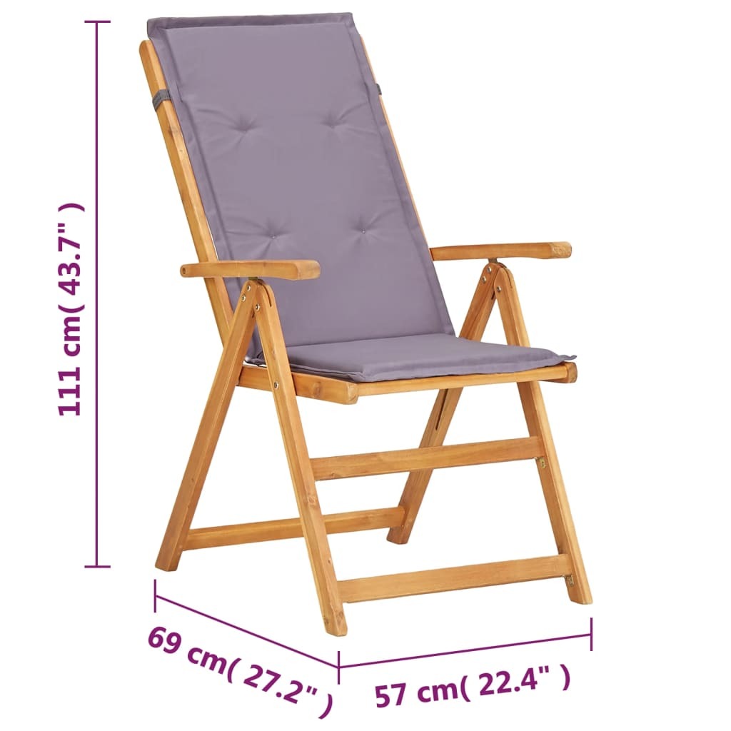Reclining Patio Chairs 2 pcs Brown Solid Acacia Wood
