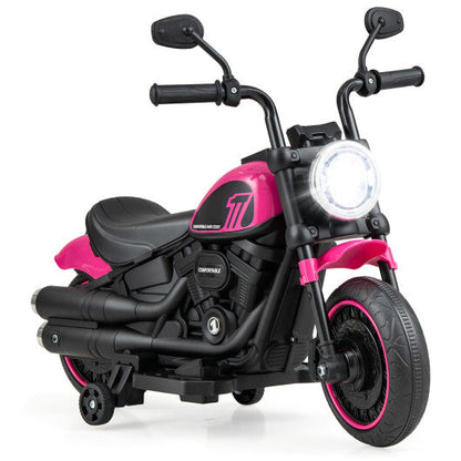 Kids Electric Motorcycle with Training Wheels and LED Headlights-Blue