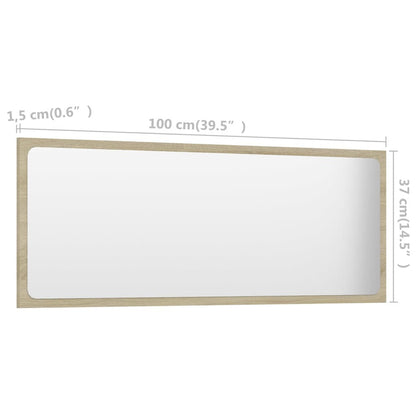 Bathroom Mirror Sonoma Oak 39.4"x0.6"x14.6" Engineered Wood