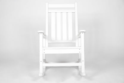 Oversized Outdoor Rocking Chair with Wood-Texture Design - White