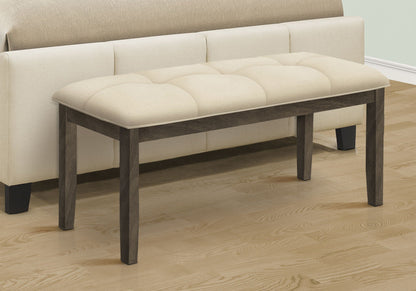 Rectangular Upholstered Bench with Tufted Seat - Cream