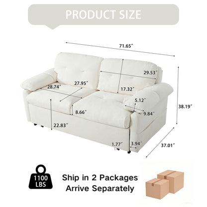 Convertible Pull Out Sofa Bed Queen Size with Side Storage - Fabric, Modern