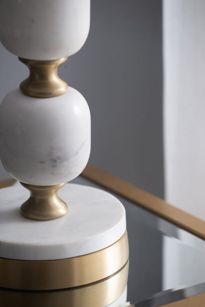 Marble Base Table Lamp with White Fabric Shade - 26.5"