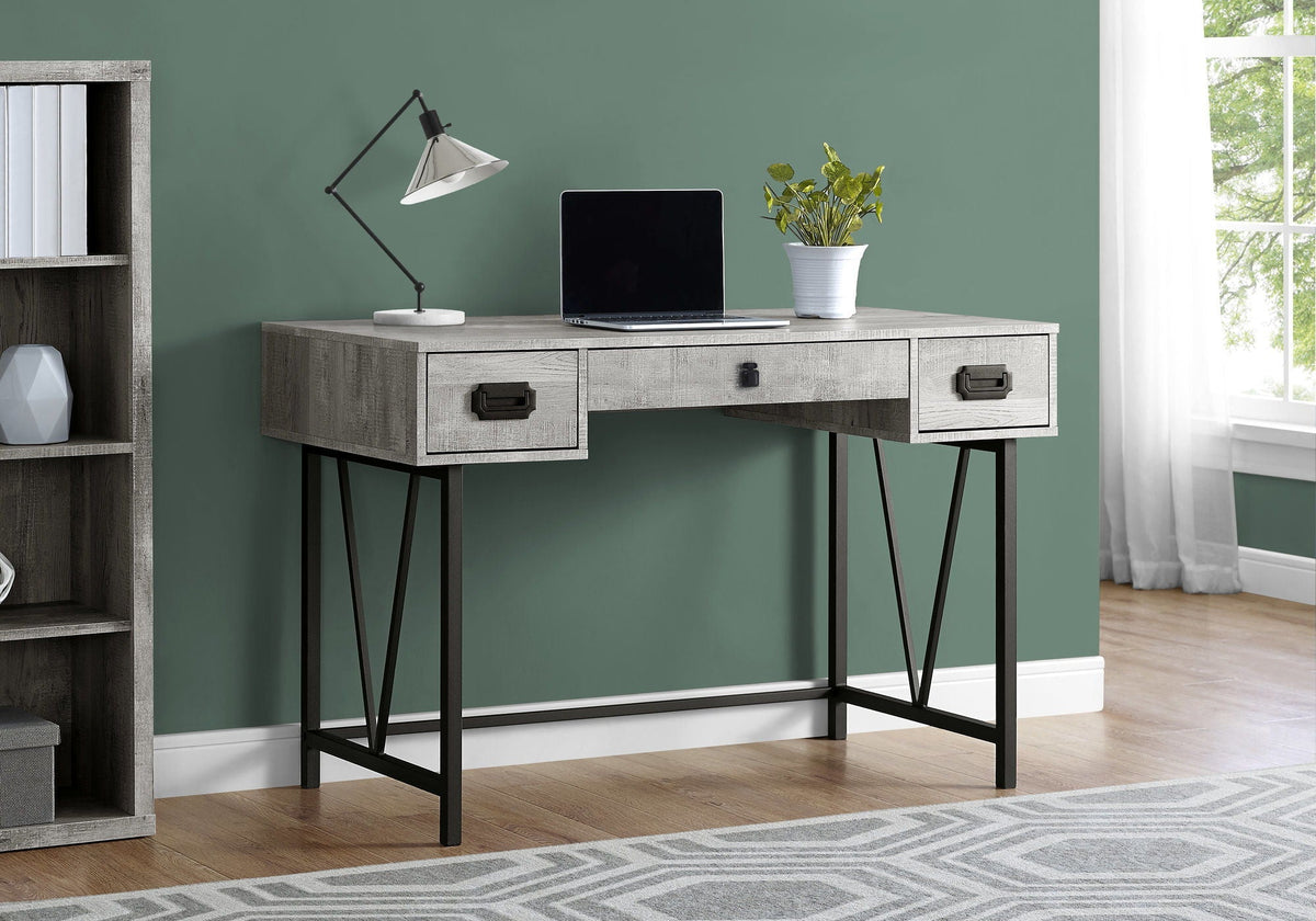Transitional Computer Desk with Storage Drawers - Light Brown, Dark Gray, or Dark Brown