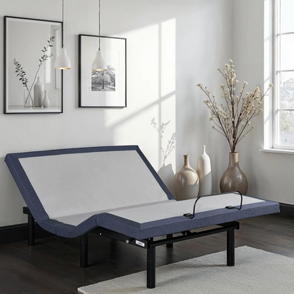 Queen Adjustable Bed Base with Vibration Modes and USB Ports - Steel Finish