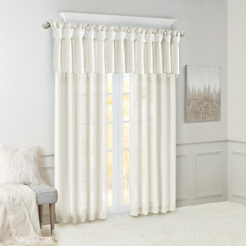 Twist Tab Lined Window Curtain Panel with Enhanced Privacy - White