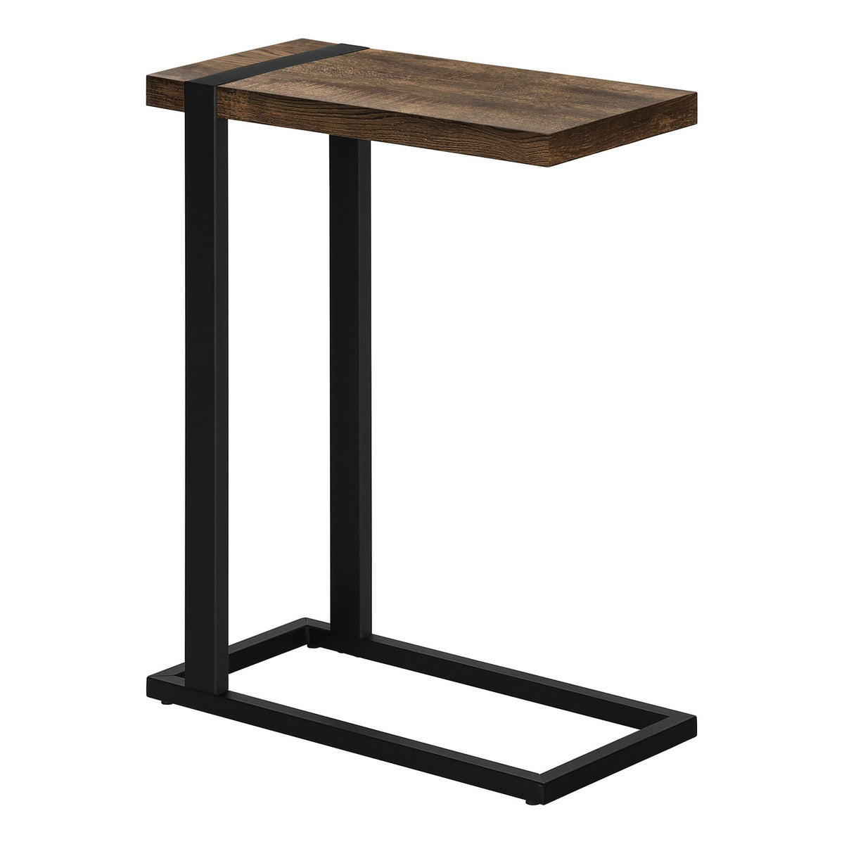 C-Shaped Accent Table with Metal Frame - Black, Gray, or Light Brown