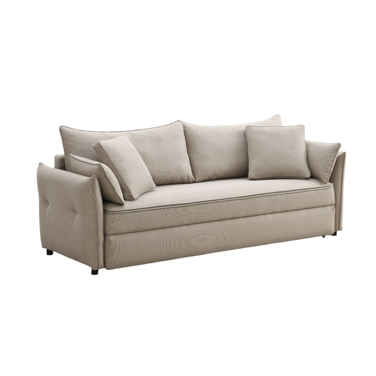 Irina Beige Fabric Sofa with Sleeper with Hidden Storage - Beige