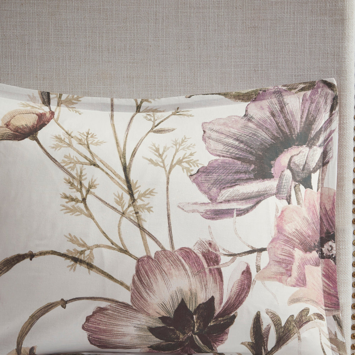 8 Piece Cotton Printed Comforter Set with Embroidered Pillows - Blush