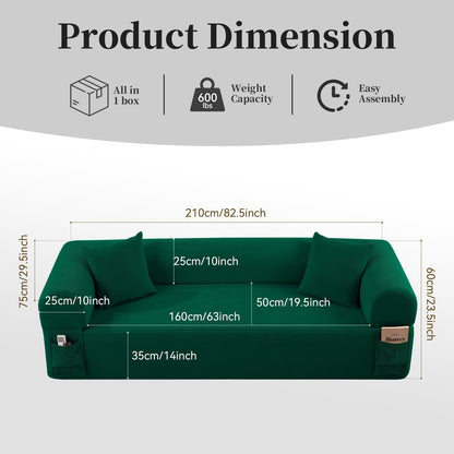 Spring Sofa with High-Quality Fabric - Green