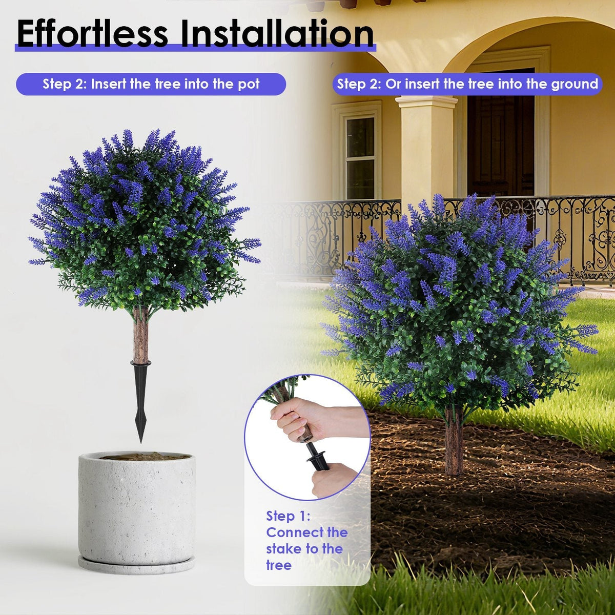 2PCS Artificial Topiary Trees with Ground Spikes, UV Resistant