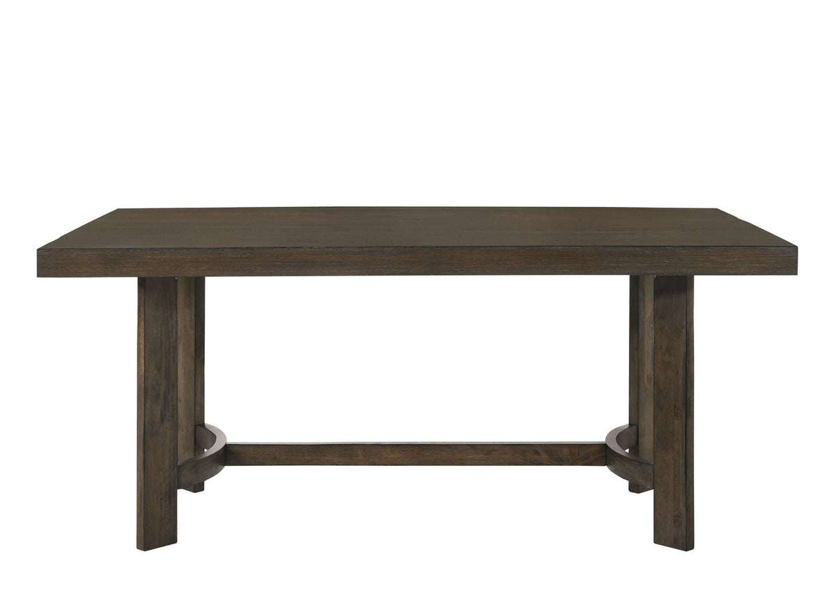 Farren Weathered Oak Dining Table with Durable Wood Construction - Dark Brown