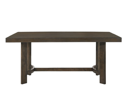 Farren Weathered Oak Dining Table with Durable Wood Construction - Dark Brown