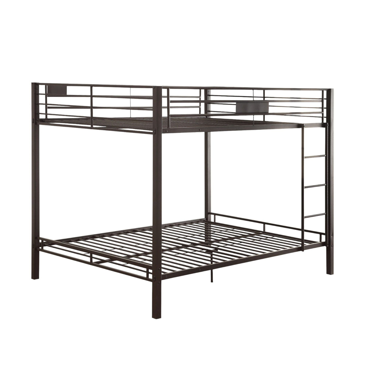 Limbra Spacious Design Double Bunk Bed with Metal Frame - Black or Dark Brown