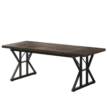 Rectangular Dining Table With X Trestle Metal Legs