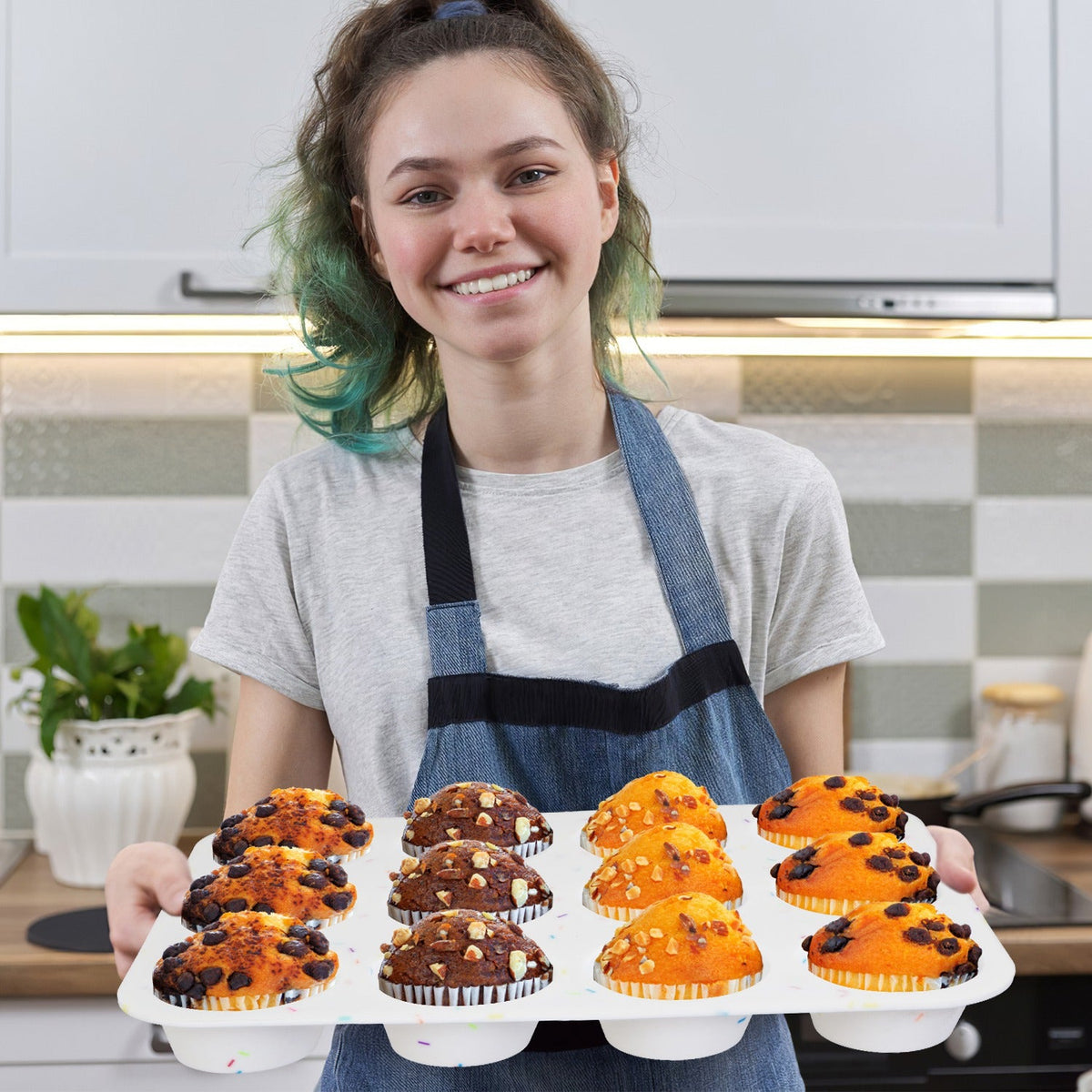 GBruno 12 Cups Silicone Muffin Pans