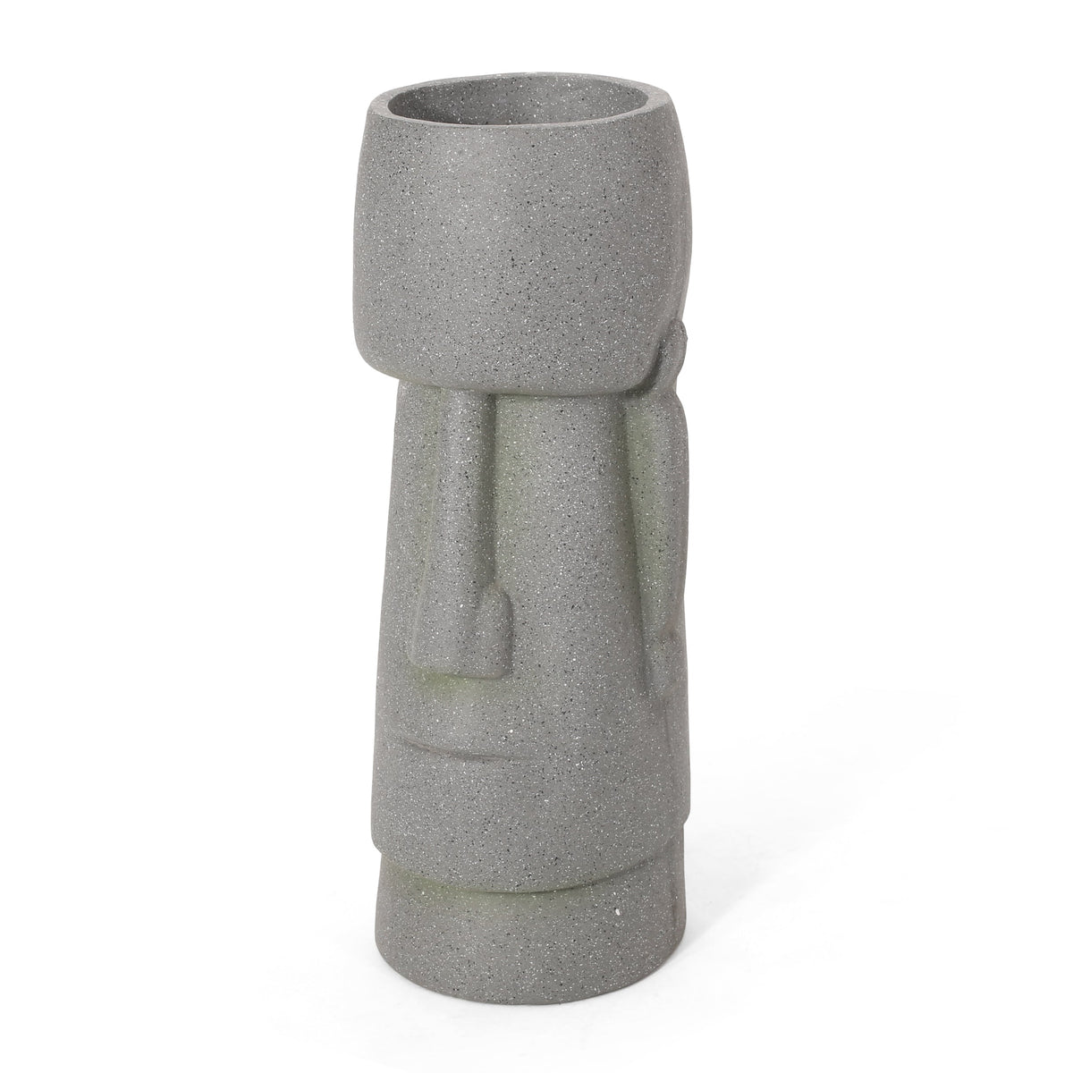 Stone Gray Flower Planter with Textured Cast Stone Finish - Tall