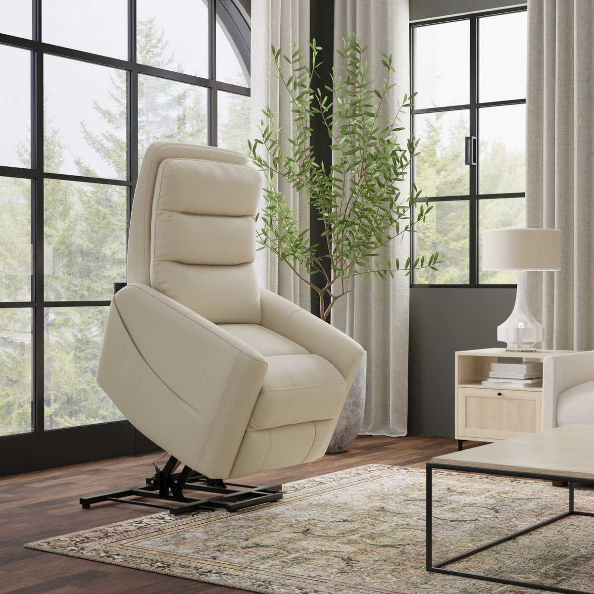 Power Lift Chair with Full Recline and USB Charging - Faux Leather
