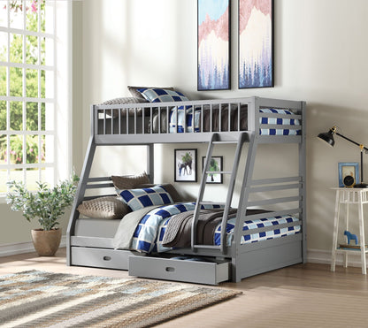 Jason Bunk Bed with Storage - Twin Over Full - White, Dark Gray, or Dark Brown