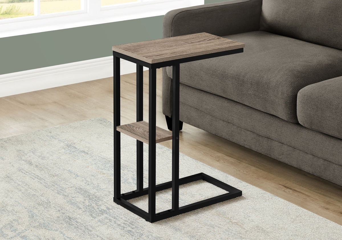 C-Shaped Marble Look Accent Table with Metal Frame - Multiple Colors