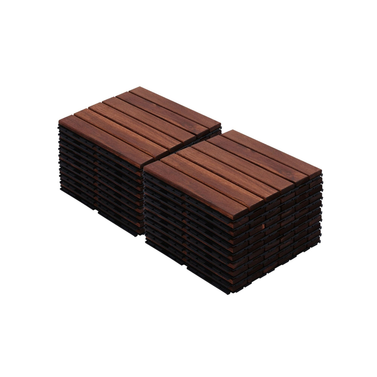 Striped Interlocking Deck Tiles with Waterproof Design - Brown, Gray, Light Brown
