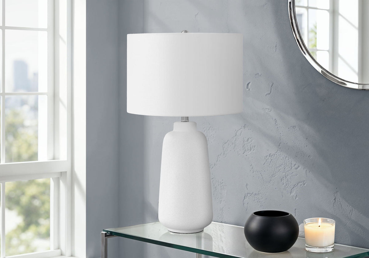 Modern Ceramic Table Lamp with Ivory Shade - Cream