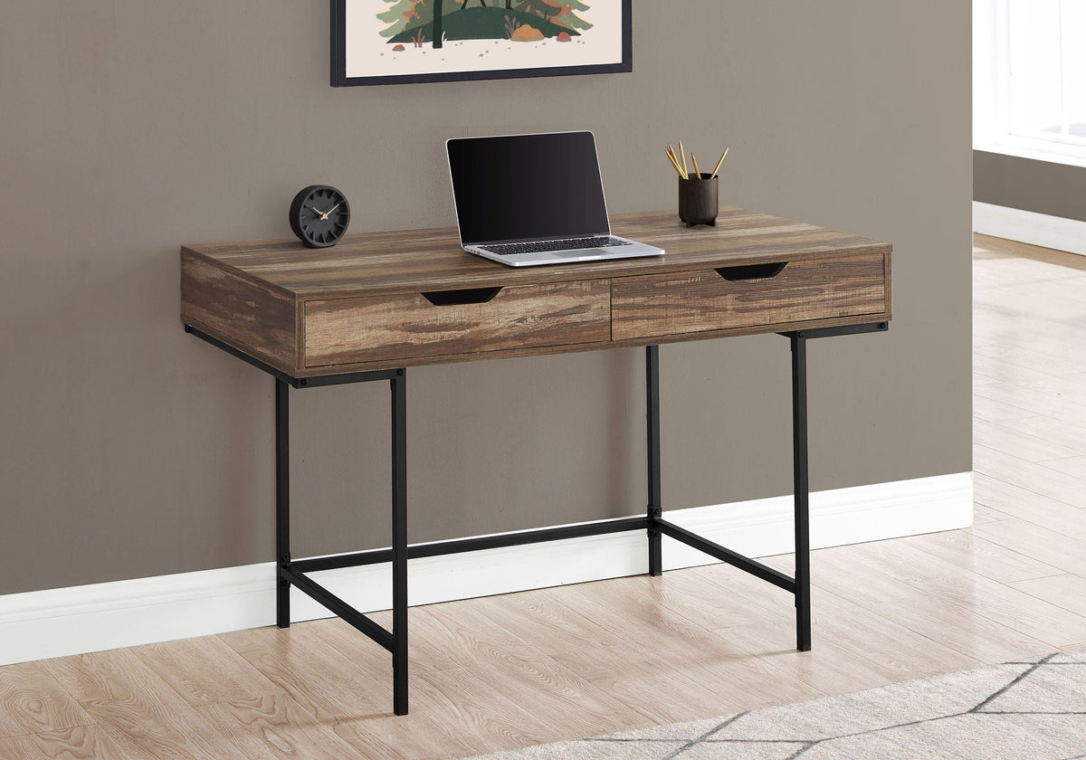 Contemporary Computer Desk with Storage Drawers - Stone-Look Finish